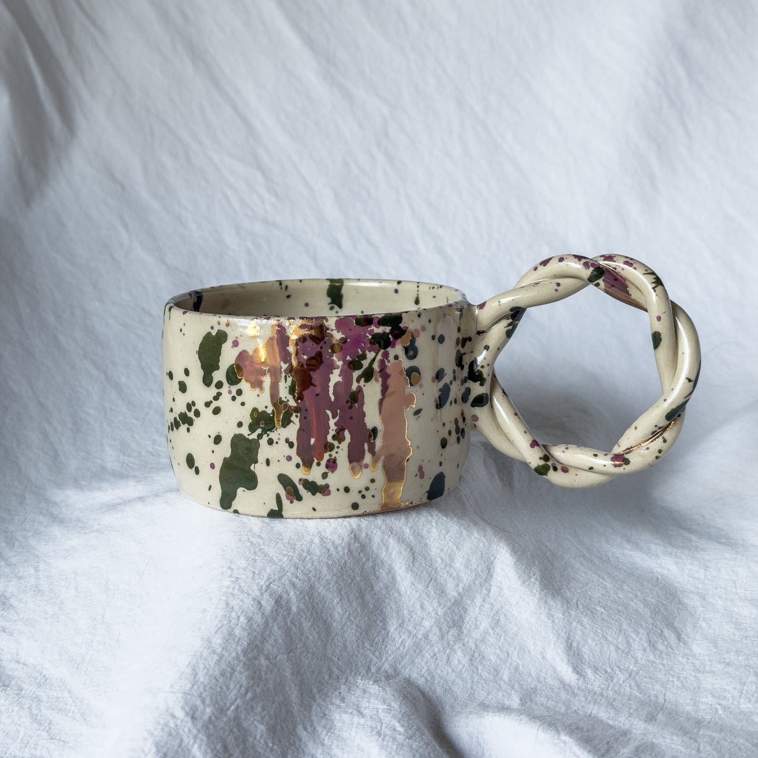 MUG Splash vert forêt, doré et rosé