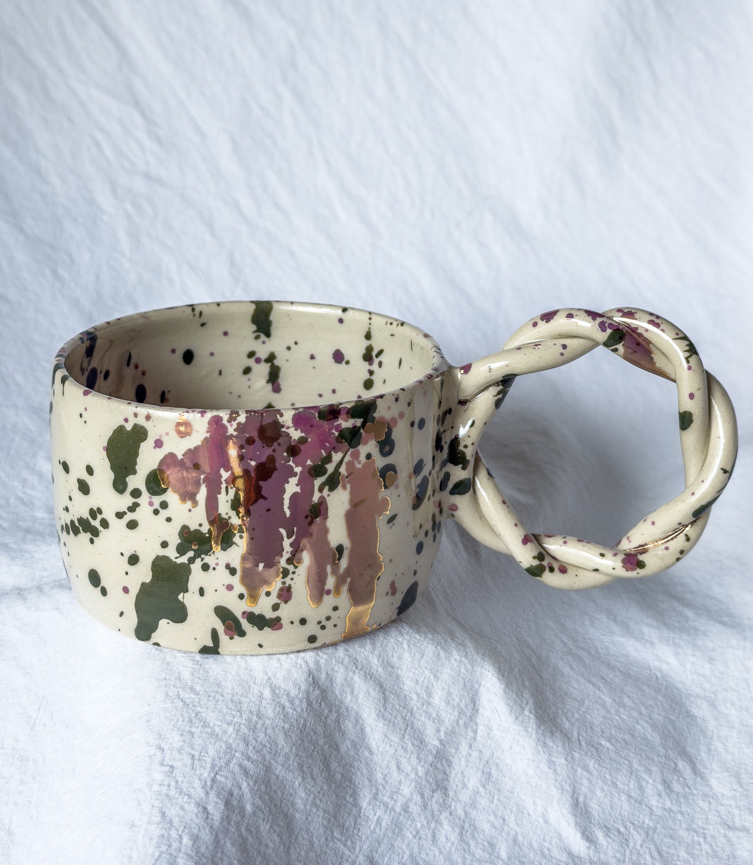 MUG Splash vert forêt, doré et rosé