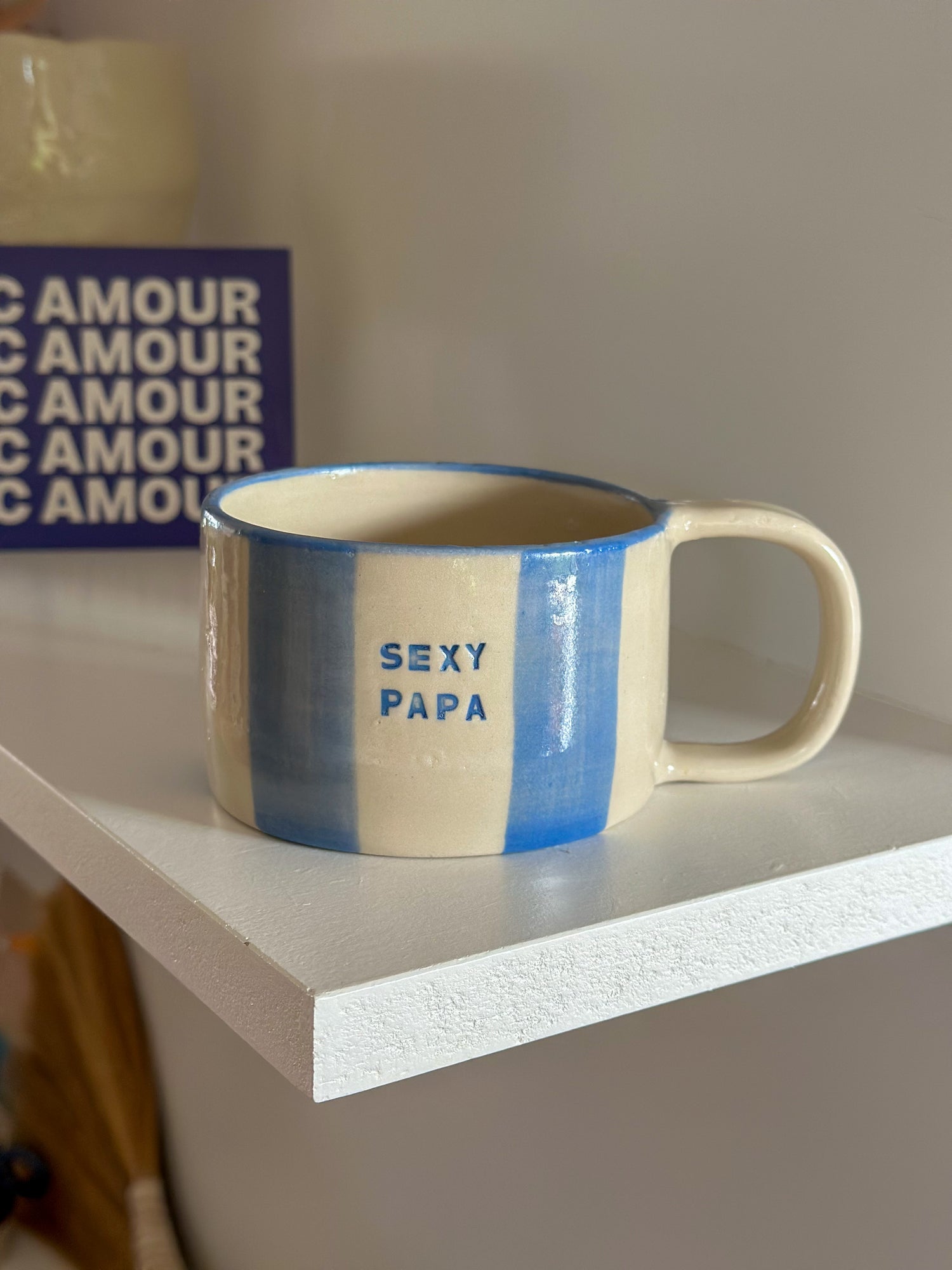 MUG SEXY PAPA rayée bleue