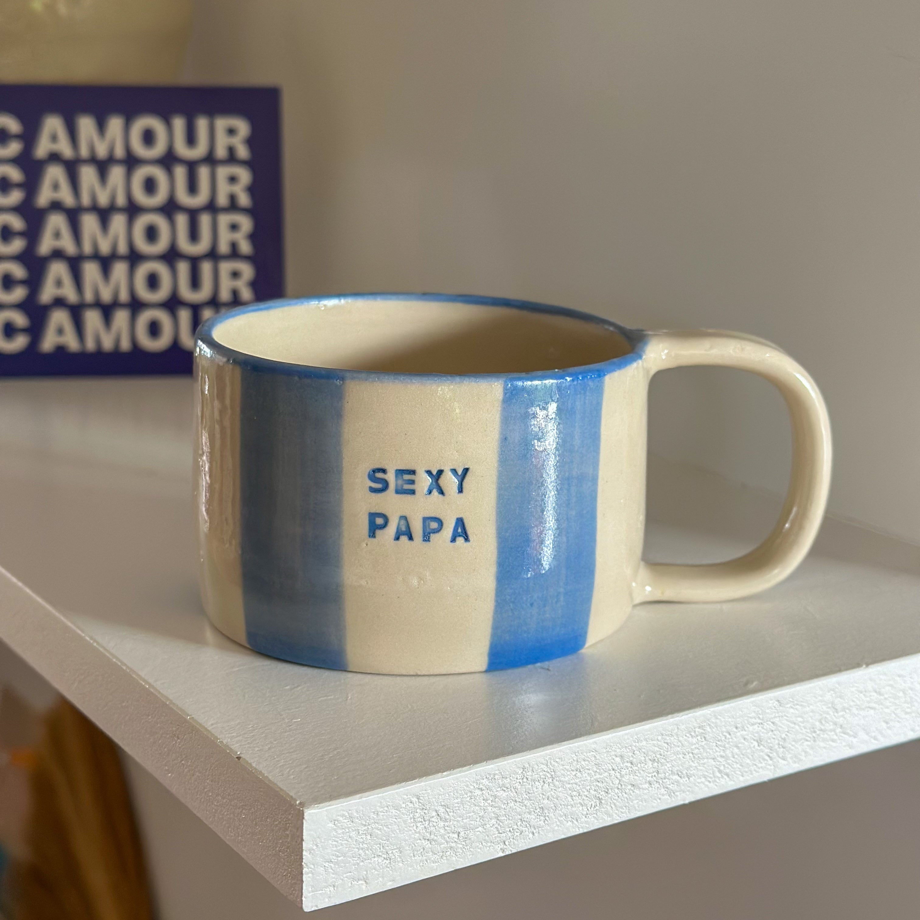 MUG SEXY PAPA rayée bleue