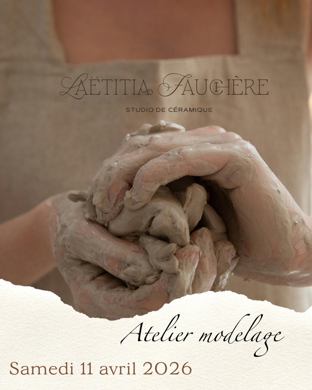 Atelier poterie / apprentissage du modelage 2h00 du samedi 11 avril 2026