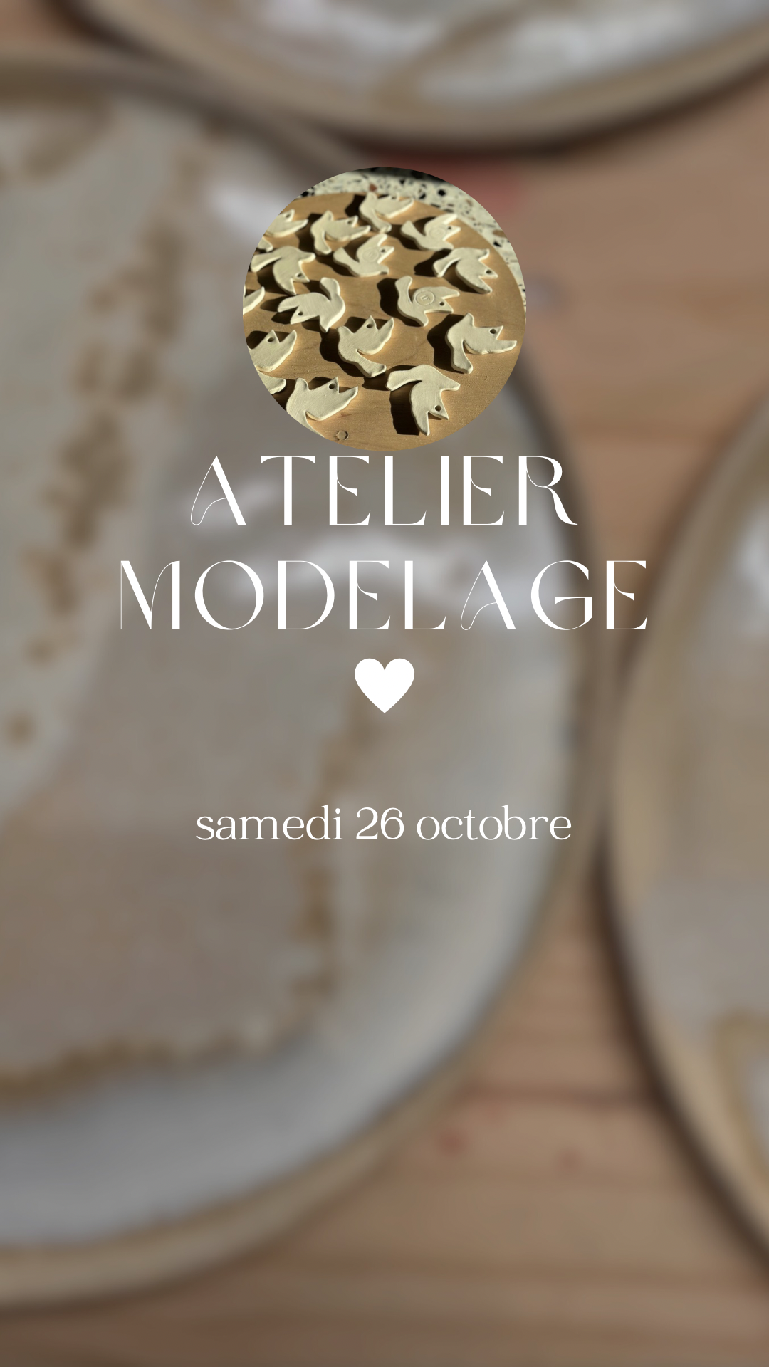 Atelier poterie / apprentissage du modelage 2h00 du 26 octobre 2024