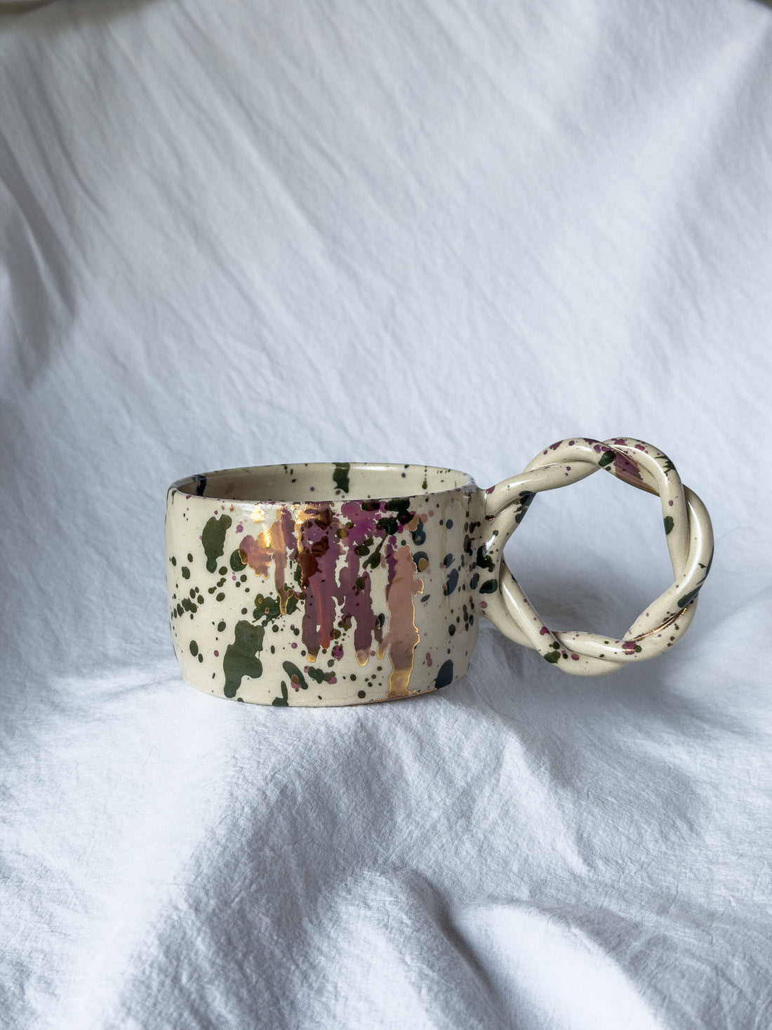 MUG Splash vert forêt, doré et rosé