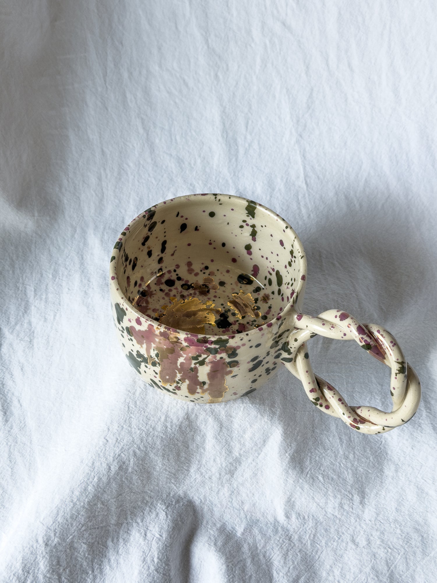 MUG Splash vert forêt, doré et rosé