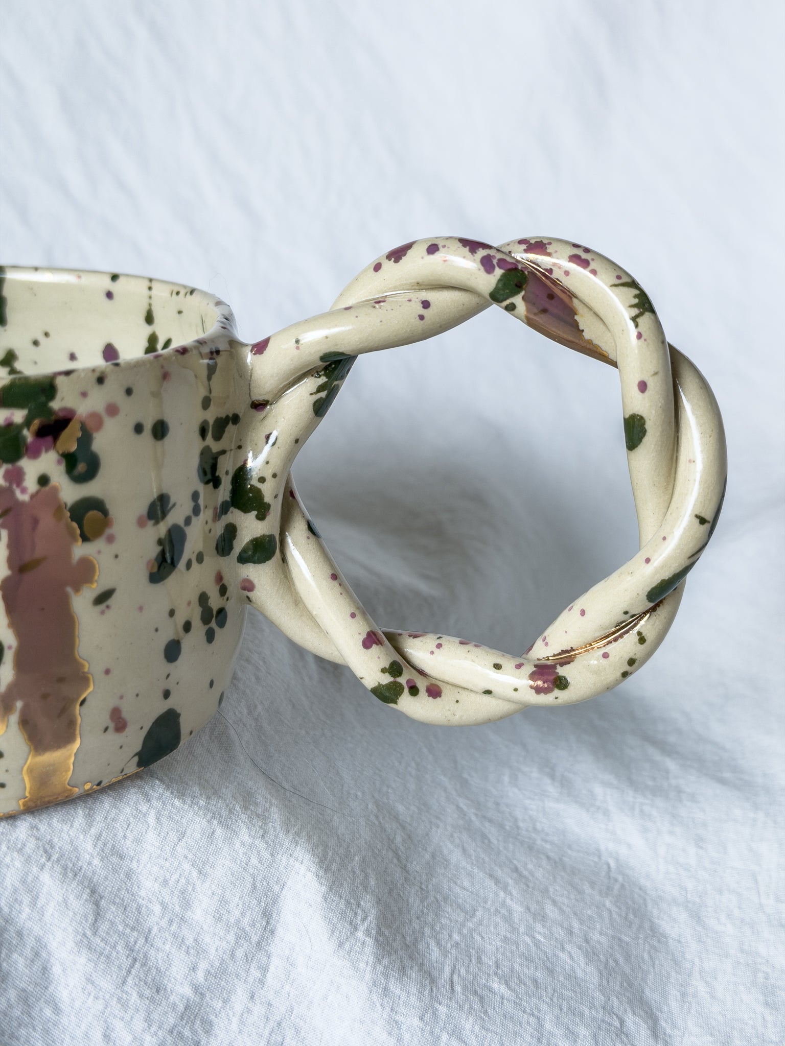 MUG Splash vert forêt, doré et rosé