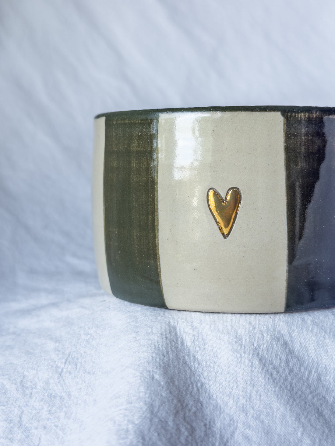 MUG « cœur doré» rayée vert forêt