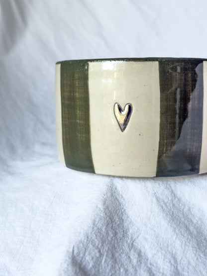 MUG « cœur argent » rayée vert forêt